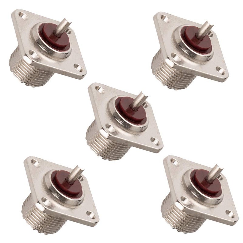 Inovat 5pcs UHF Female Jack Solder SO-239 4-Hole Panel Chassis Mount Coax Connector - Image 1